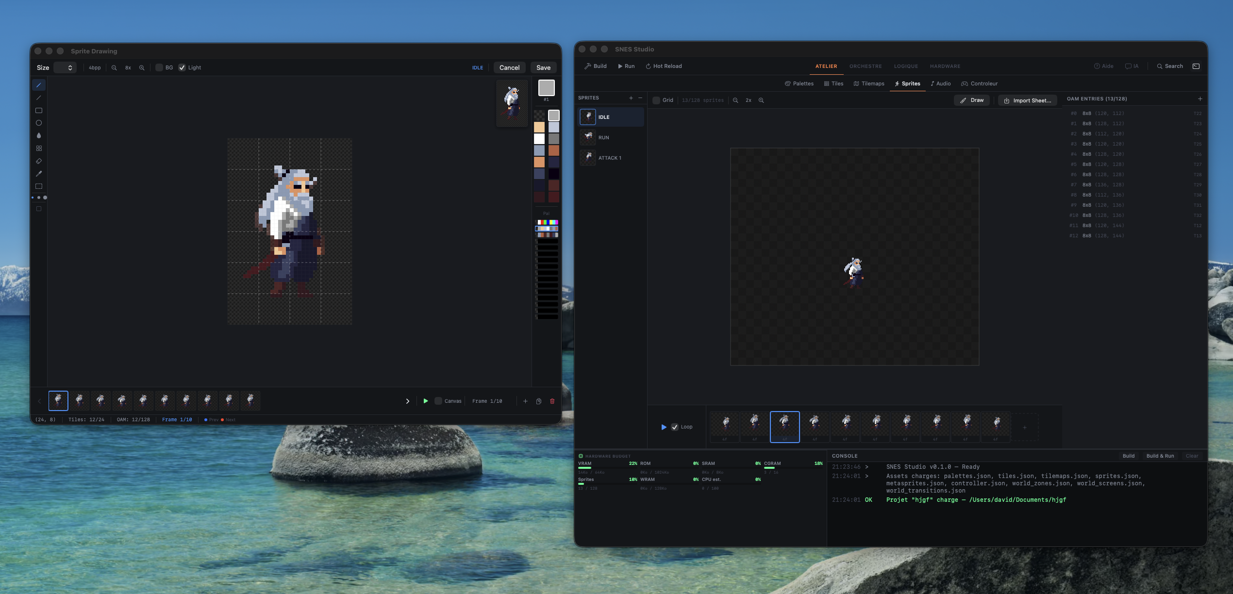 SNES Studio — Sprite editor and drawing window